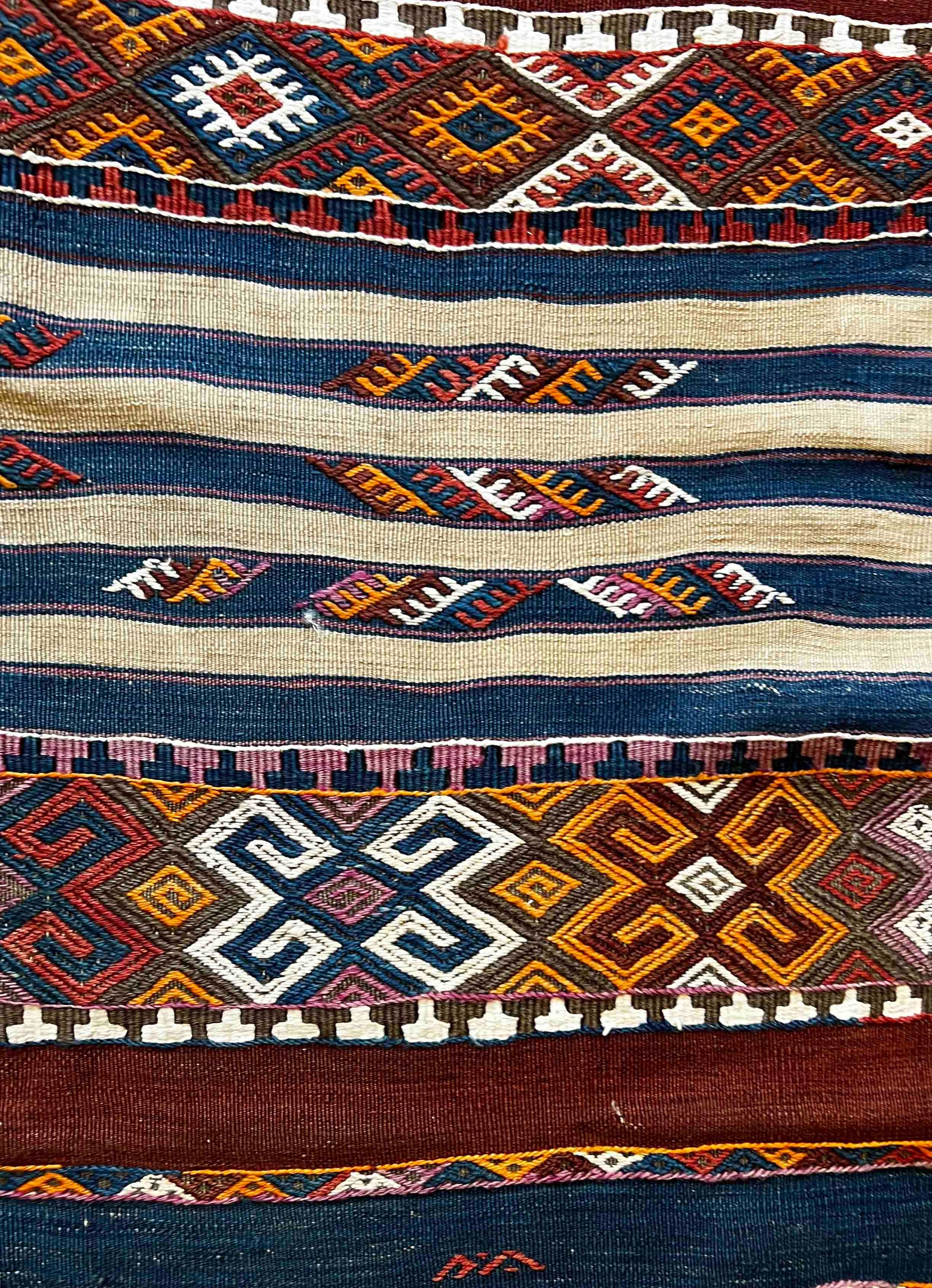 694 - Exceptional Kilim Style Soumak from Turkey in Wool , 19th Century For Sale 5