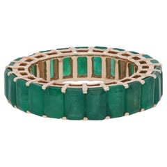 Emerald Cut Emerald Eternity Band Ring 14K Yellow Gold 6.94Cttw
