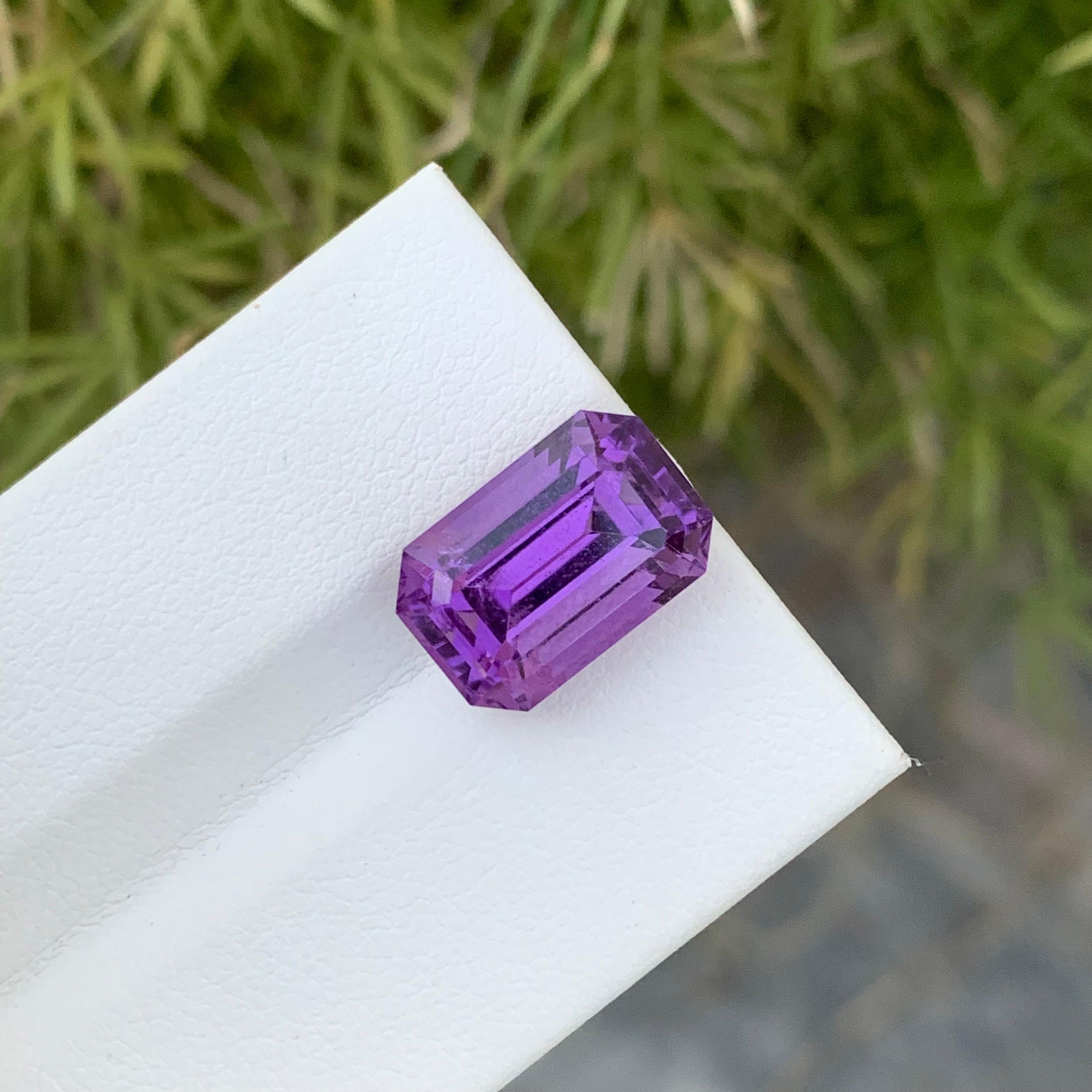 Gema suelta de amatista natural de 6.95 quilates en forma de esmeralda para joyería en venta 5
