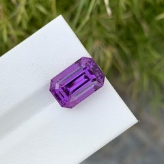 6.95 Carat Natural Loose Amethyst Emerald Shape Gem For Jewellery Making