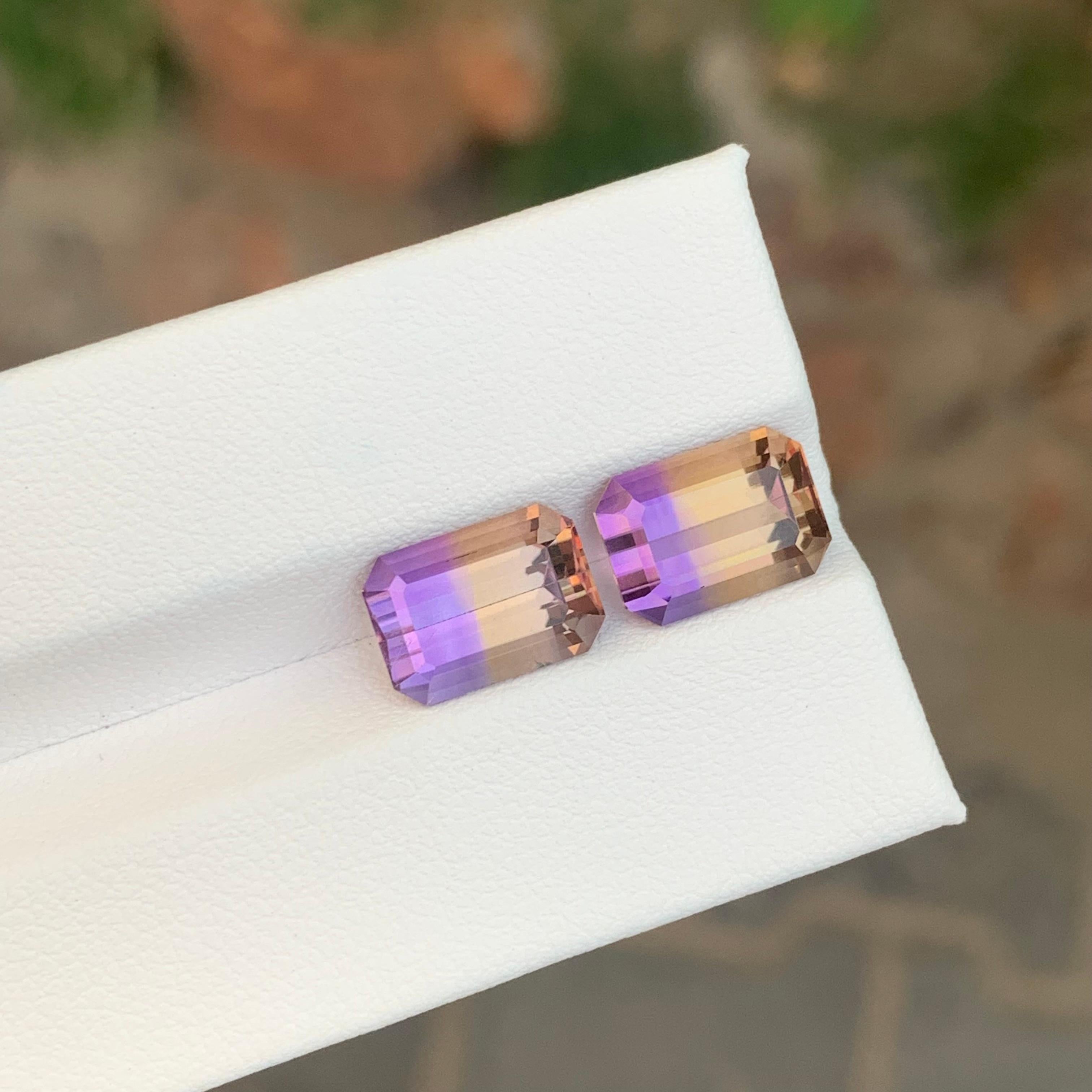 6.95 Carat Natural Loose Ametrine Emerald Shape Gemstone For Sale 4