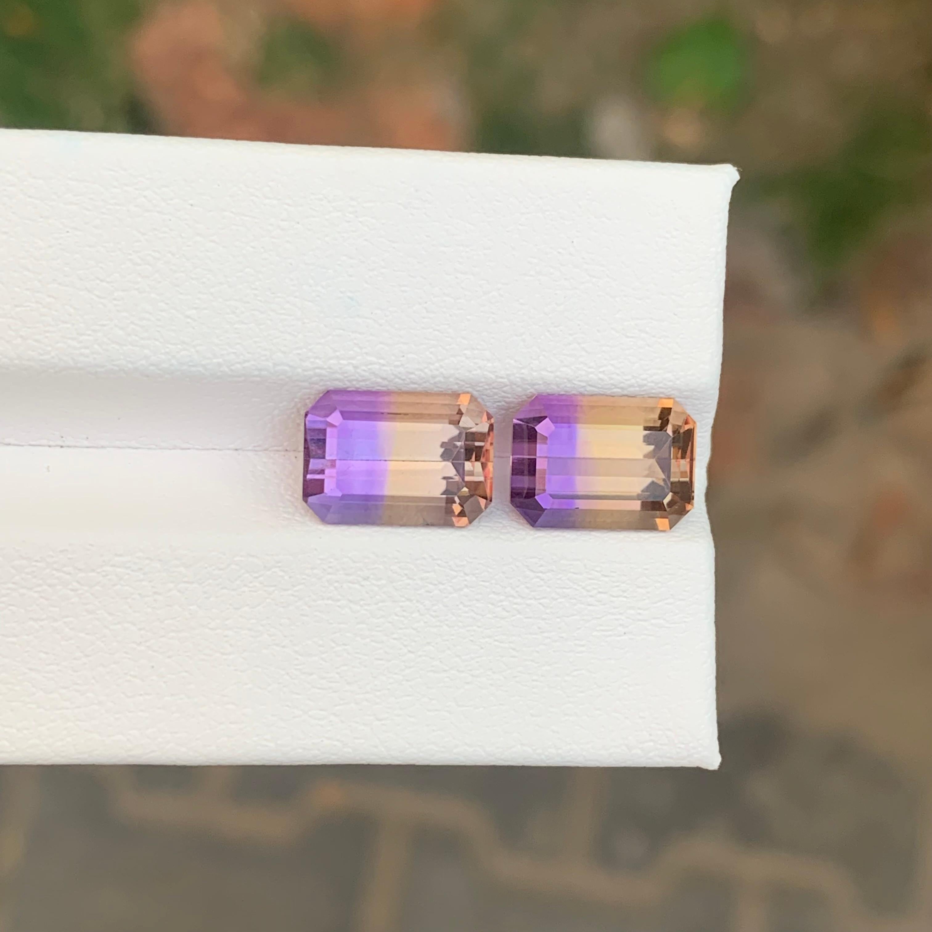 6.95 Carat Natural Loose Ametrine Emerald Shape Gemstone For Sale 5