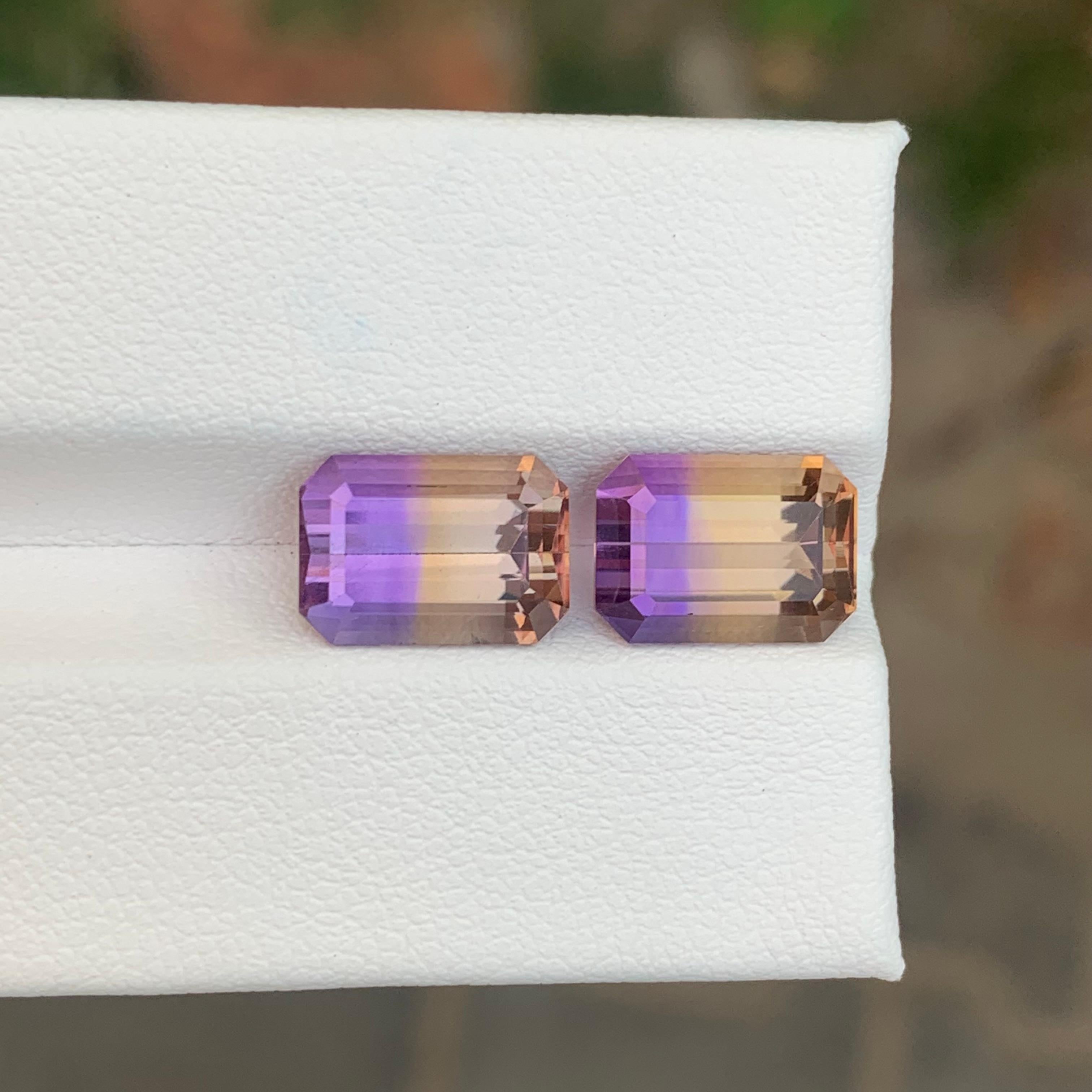 Arts and Crafts 6.95 Carat Natural Loose Ametrine Emerald Shape Gemstone For Sale