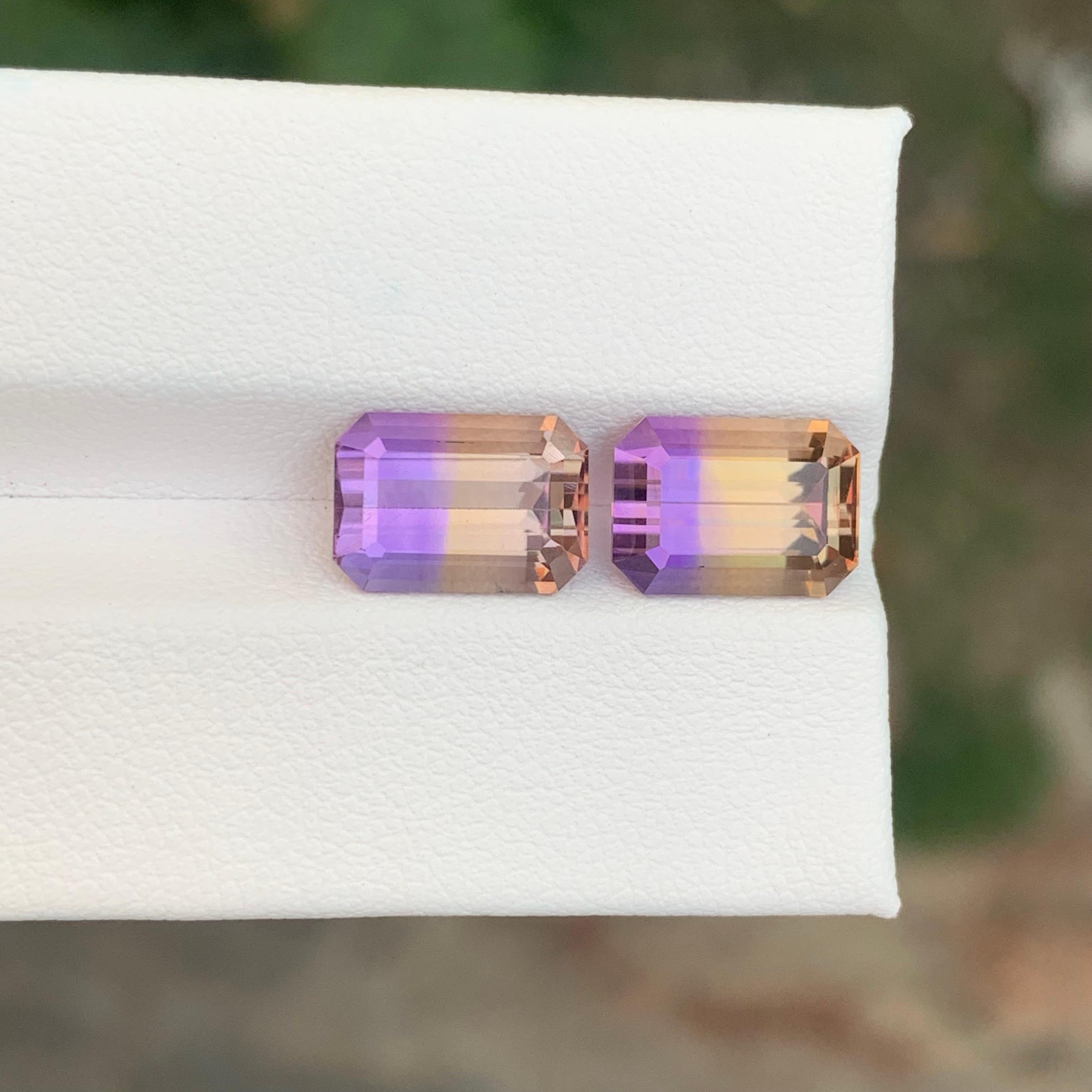 6.95 Carat Natural Loose Ametrine Emerald Shape Gemstone For Sale 2