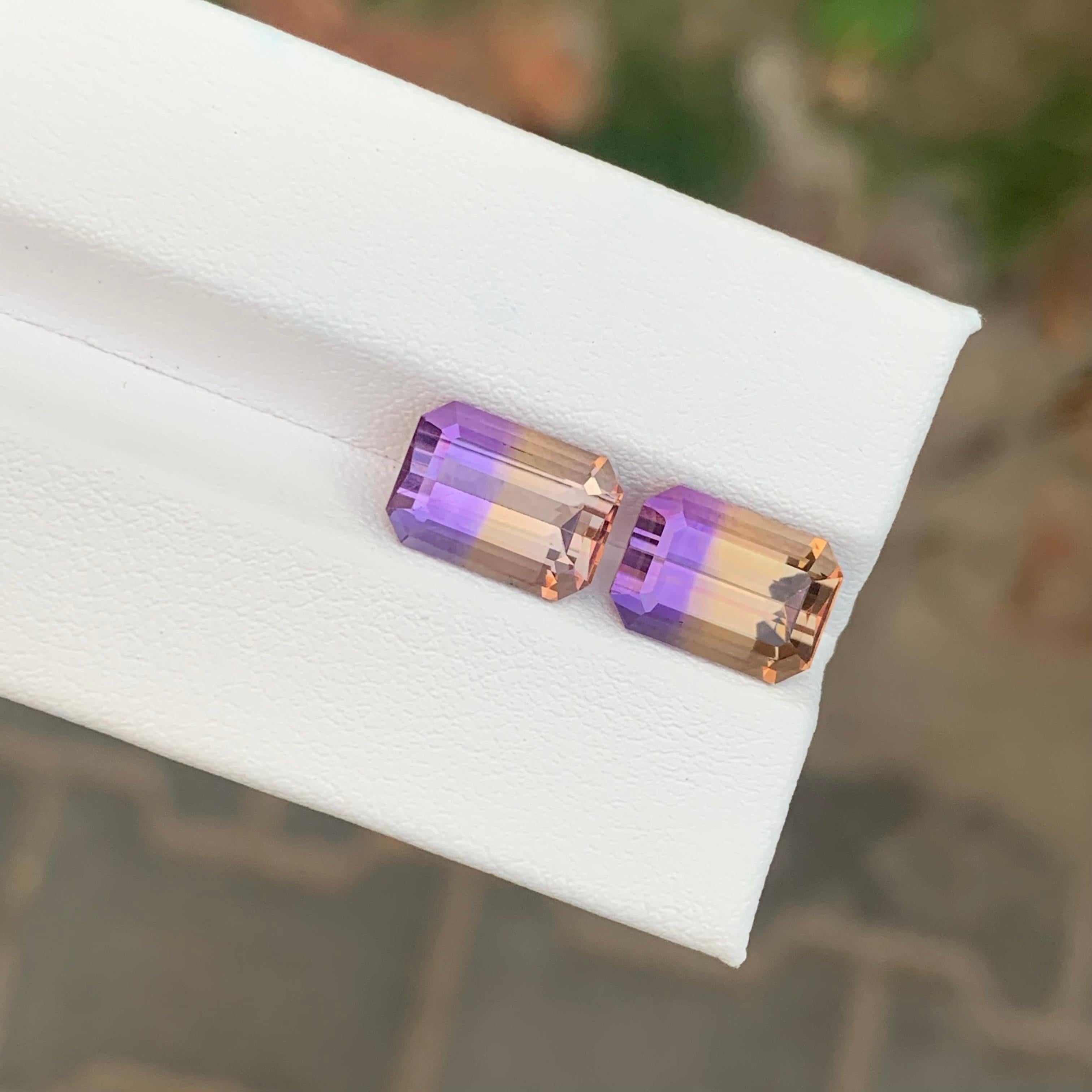 6.95 Carat Natural Loose Ametrine Emerald Shape Gemstone For Sale 3
