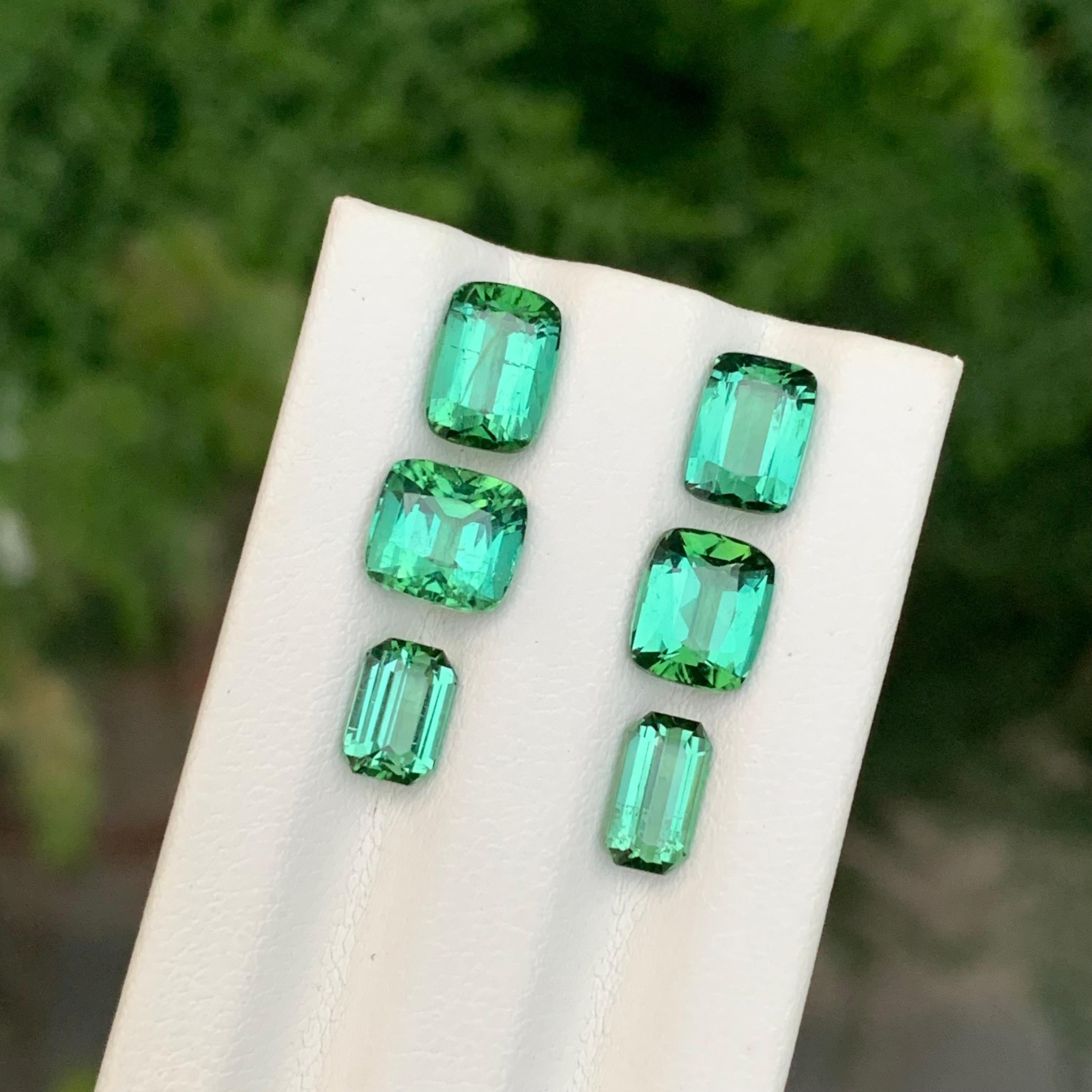 Taille mixte Lot de tourmaline verte bleutée naturelle non sertie de 6,95 carats pour la fabrication de bijoux en vente
