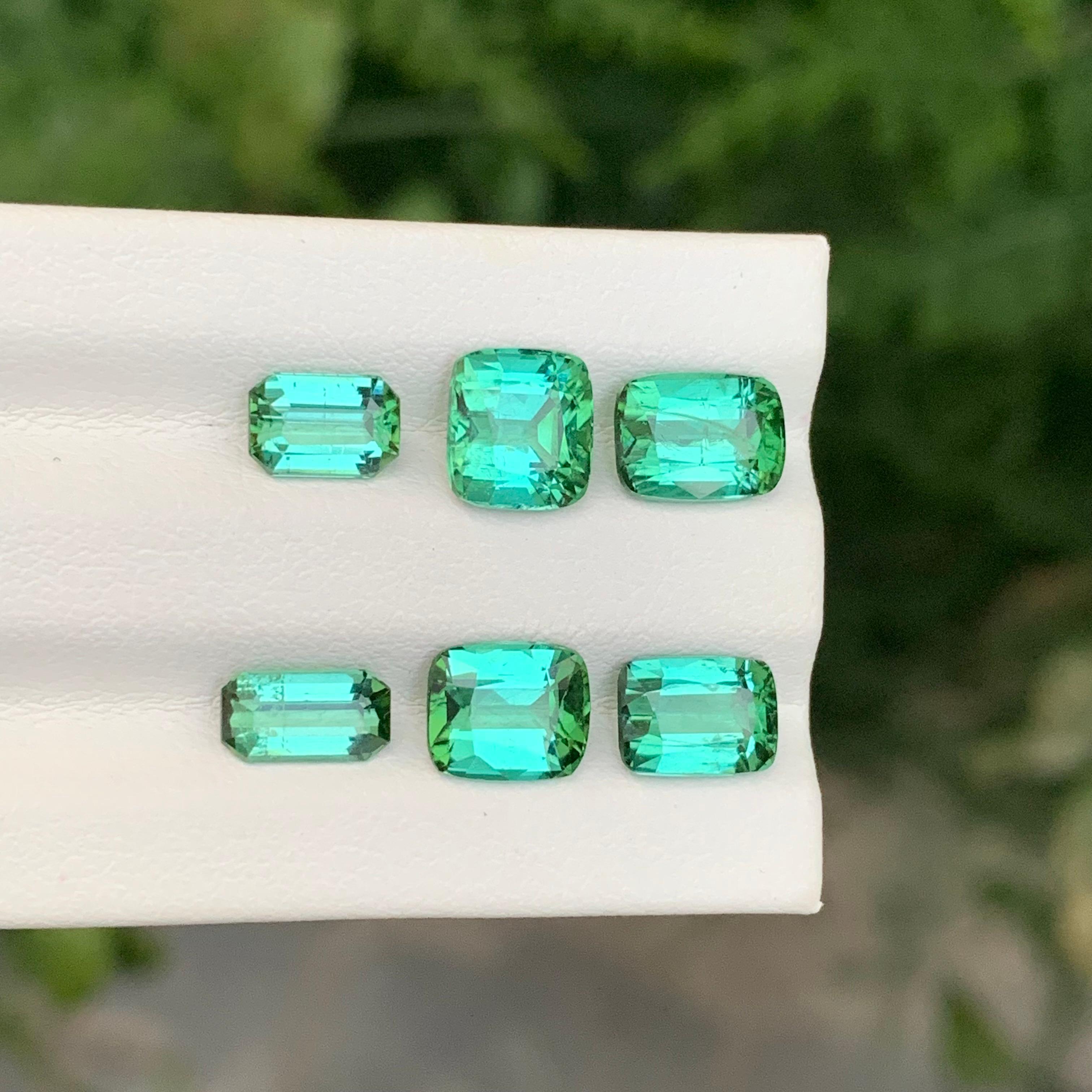 Lot de tourmaline verte bleutée naturelle non sertie de 6,95 carats pour la fabrication de bijoux en vente 1