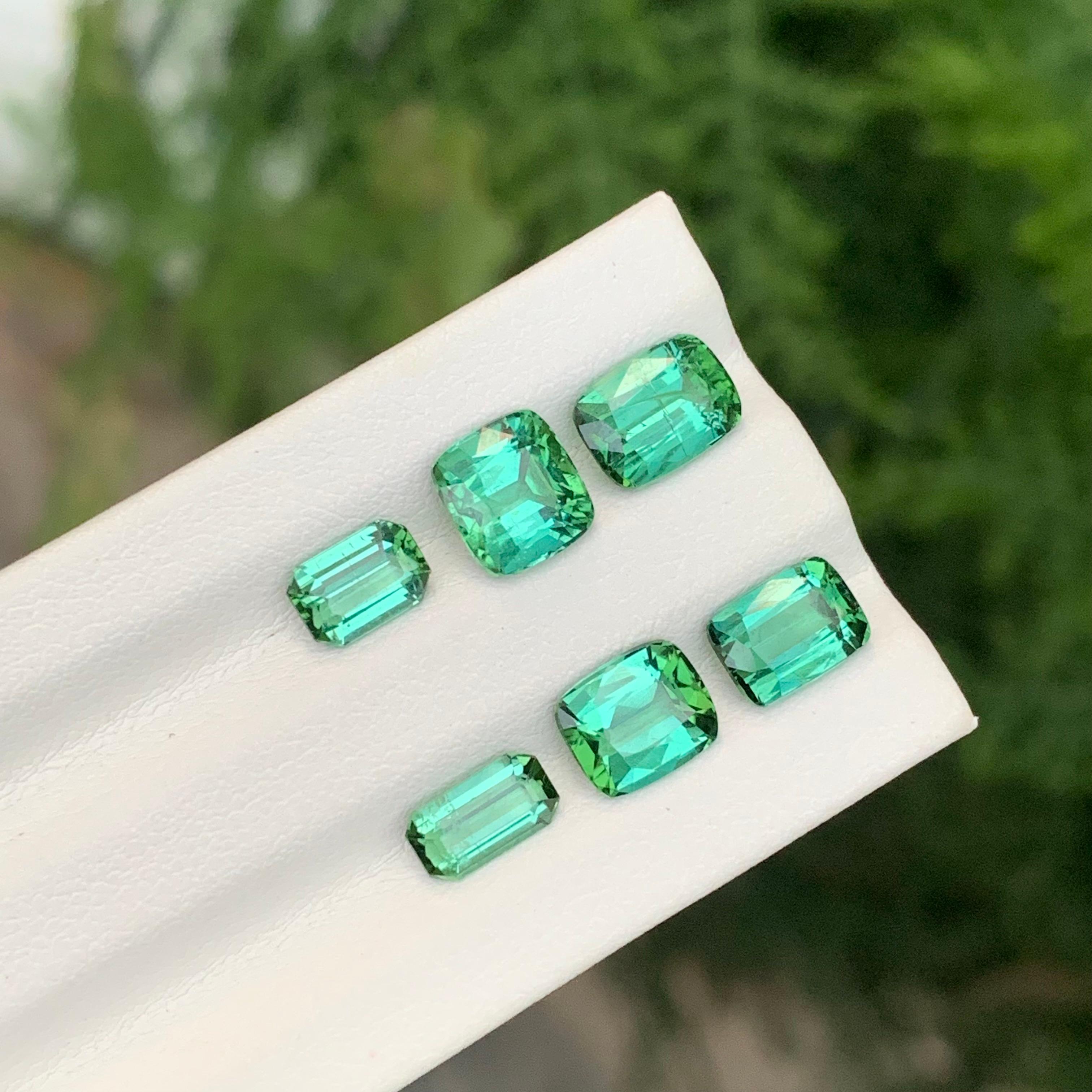 Lot de tourmaline verte bleutée naturelle non sertie de 6,95 carats pour la fabrication de bijoux en vente 2