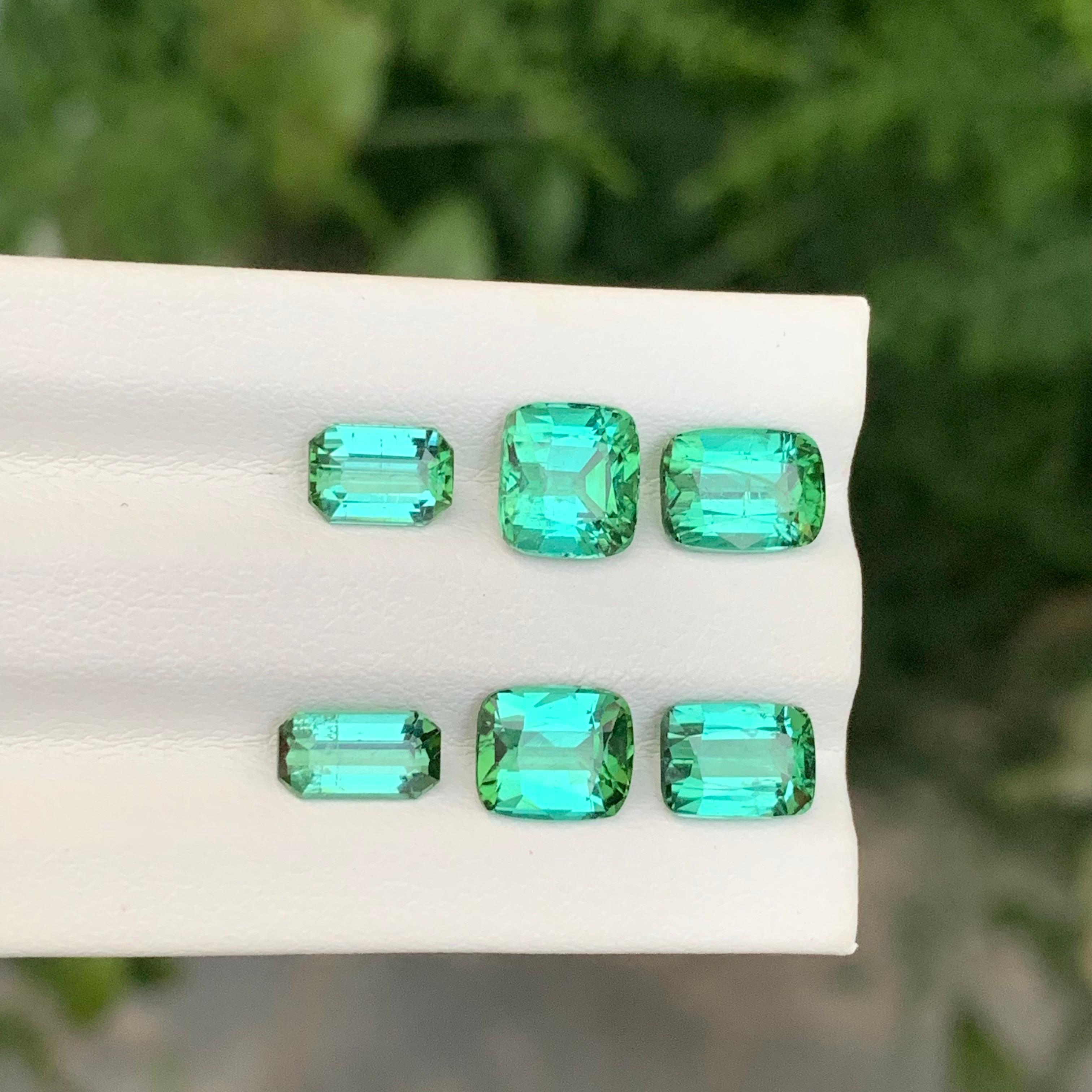 Lot de tourmaline verte bleutée naturelle non sertie de 6,95 carats pour la fabrication de bijoux en vente 3