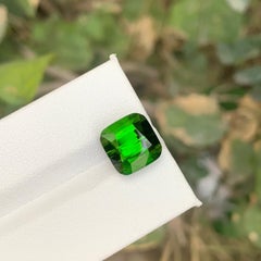 6.95 Carat Natural Loose Deep Green Tourmaline Stone Cushion Cut Afghan Gemstone