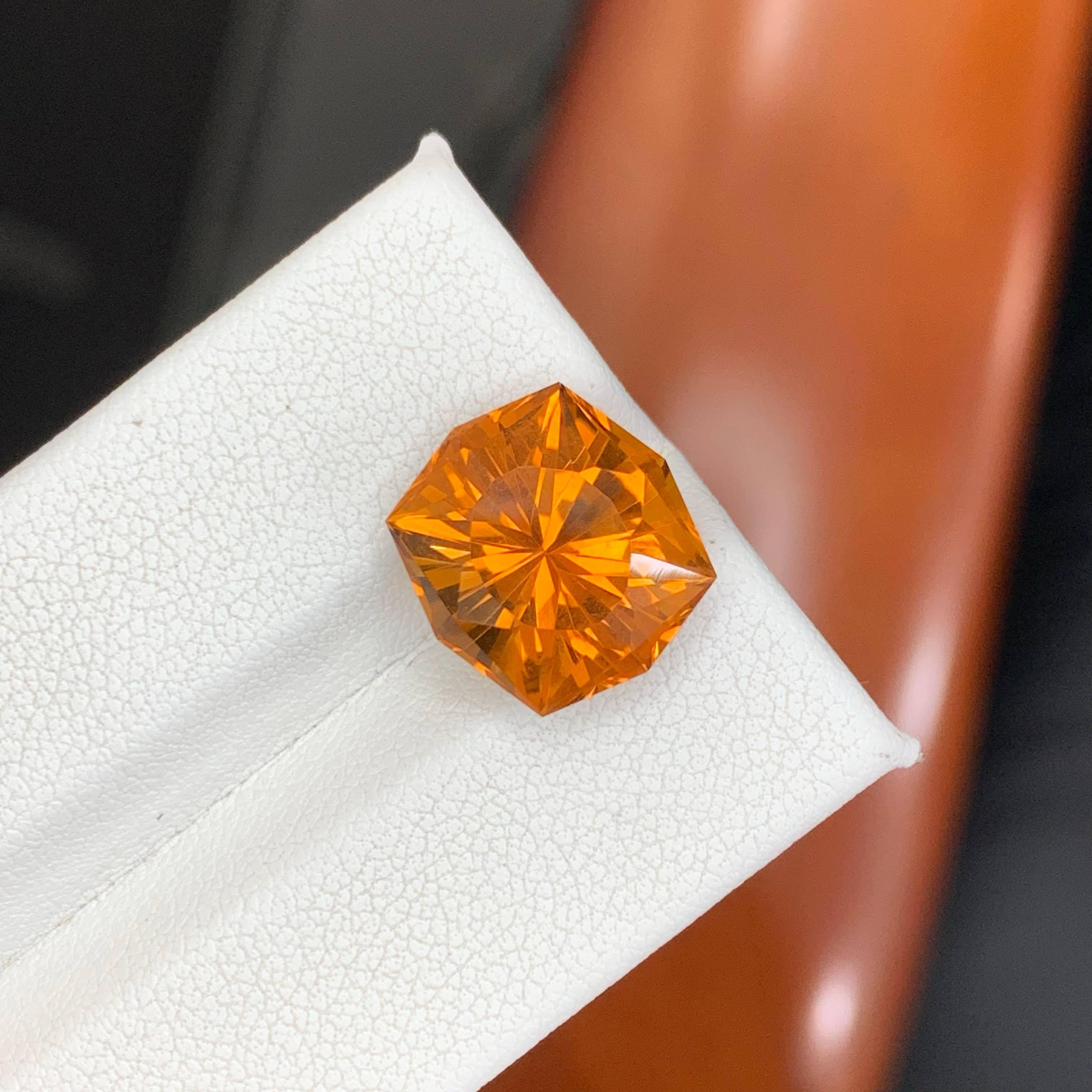 6.95 Carat Natural Loose Madeira Citrine Stone Cushion Cut Brazilian Gemstone in vendita 2