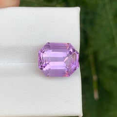 6.95 Carat Natural Loose Purple Amethyst Stone Emerald Cut Brazilian Gemstone