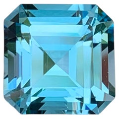6.95 Carat Natural Loose Sky Blue Topaz Asscher Cut African Jewelry Gemstone