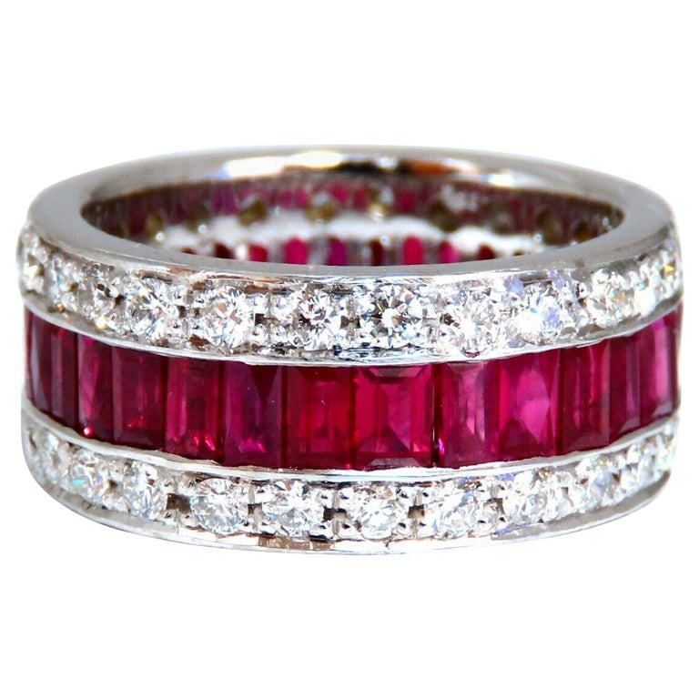 6.95 Carat Natural Ruby Diamond Eternity Band 18kt Revolver Prime