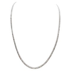 6.95 Carat Round Brilliant Cut Diamond Tennis Necklace 14 Karat White Gold 18'' (collier de tennis en or blanc)