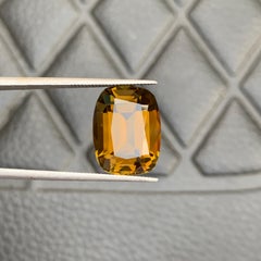 6.95 Carats Golden Yellow Tourmaline Long Cushion Cut Gemstone for Jewellery