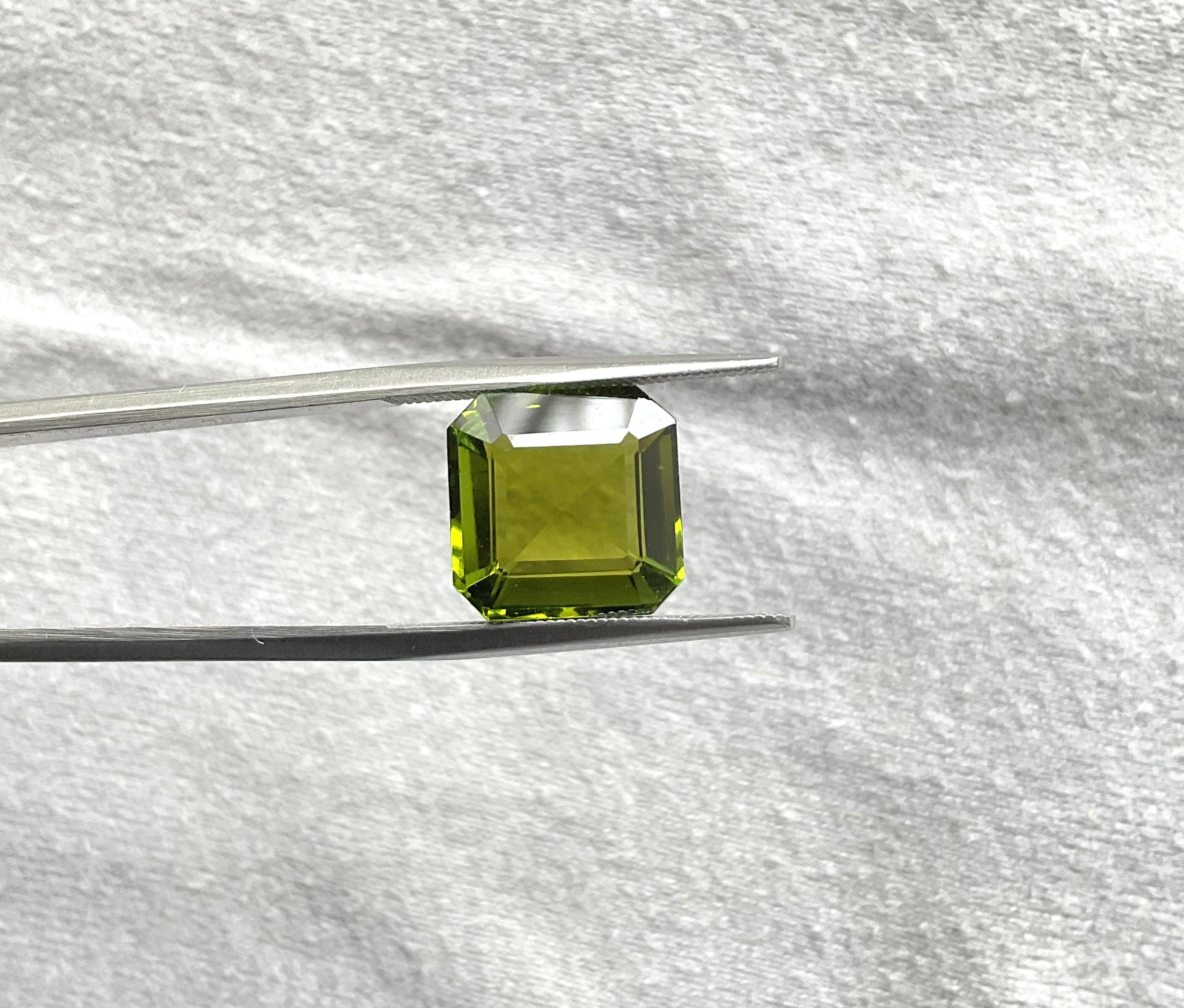 Octagon Cut 6.95 carats olive green Tourmaline octagon Faceted cut stone Natural gemstone For Sale