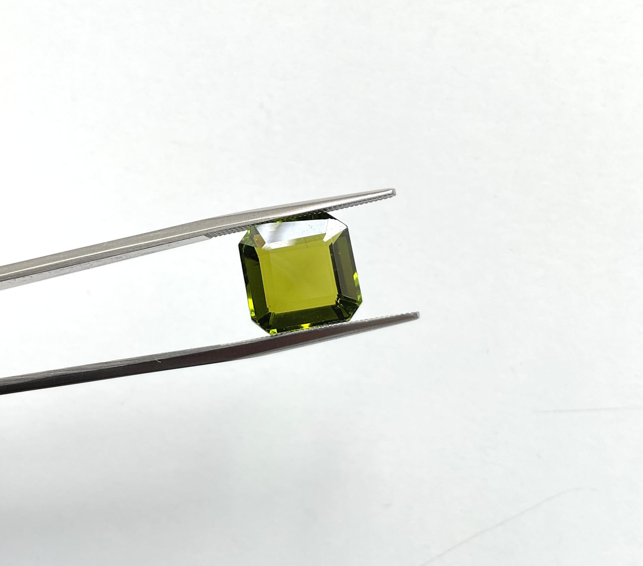 6.95 carats olive green Tourmaline octagon Faceted cut stone Natural gemstone In New Condition For Sale In Jaipur, RJ