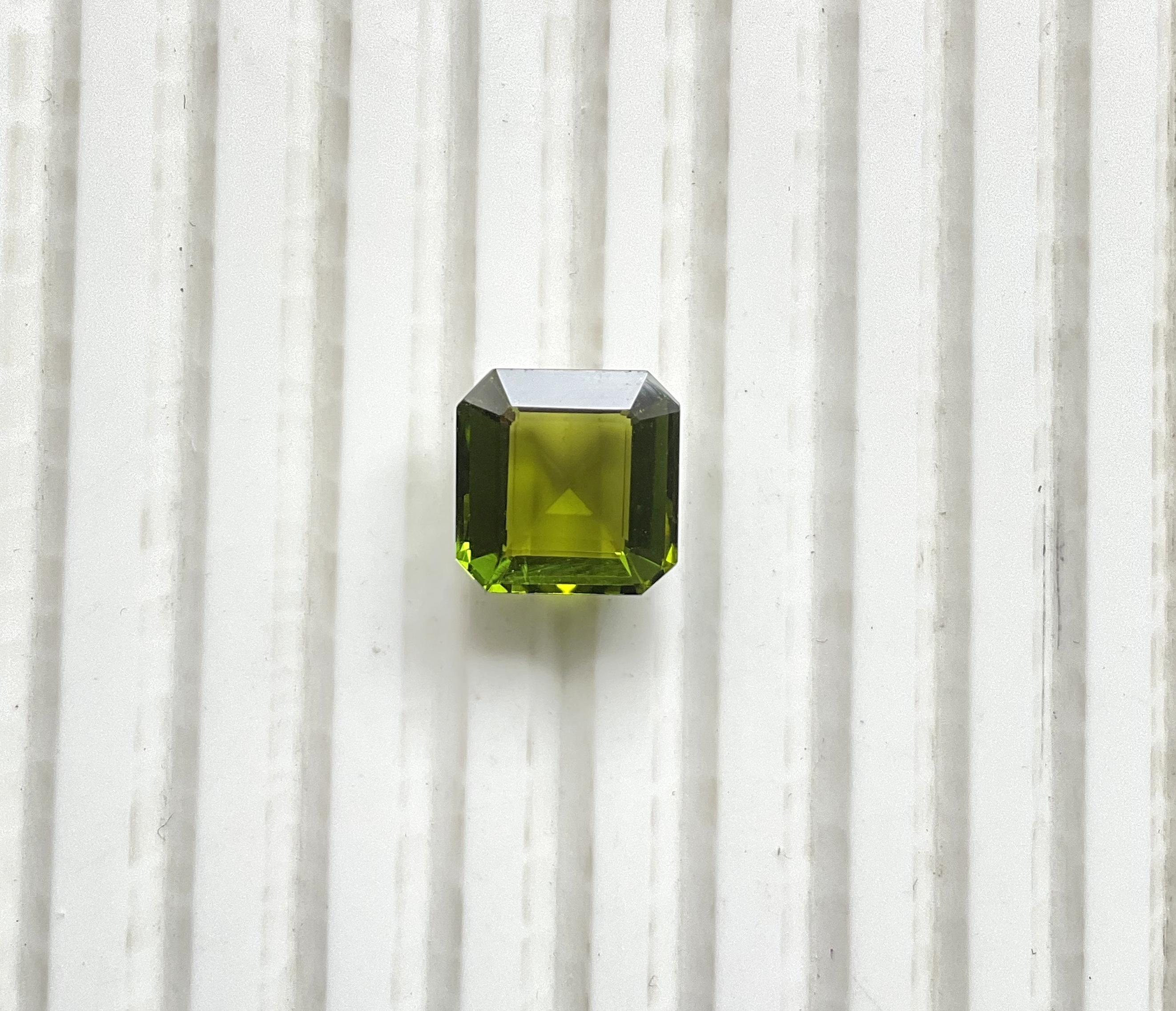 6.95 carats olive green Tourmaline octagon Faceted cut stone Natural gemstone For Sale 1