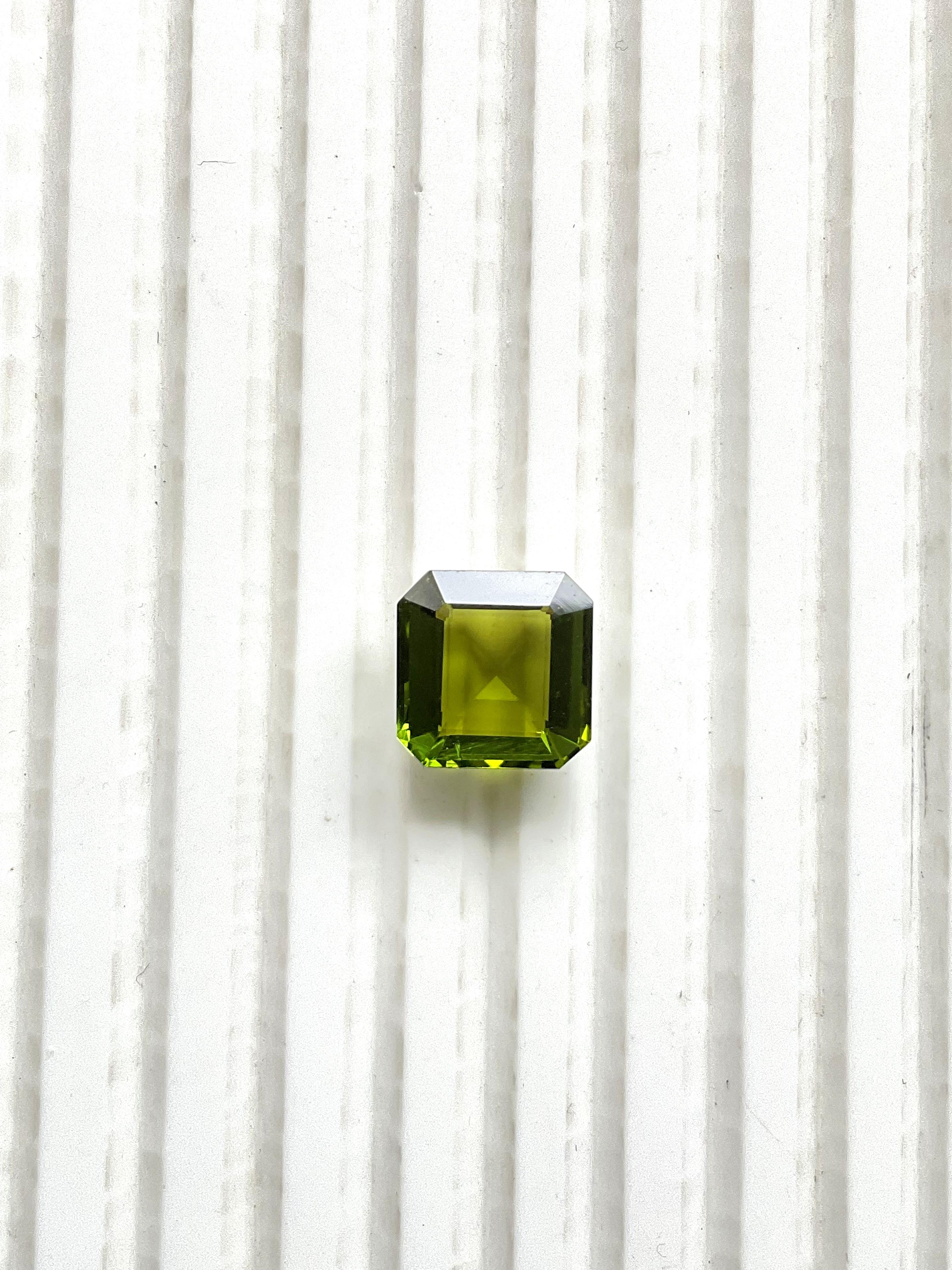6.95 carats olive green Tourmaline octagon Faceted cut stone Natural gemstone For Sale 2