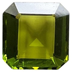 6.95 carats olive green Tourmaline octagon Faceted cut stone Natural gemstone