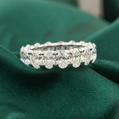 6.95 Ct. Bague d'éternité en or blanc 18 carats avec diamant de taille ovale Bijoux fins