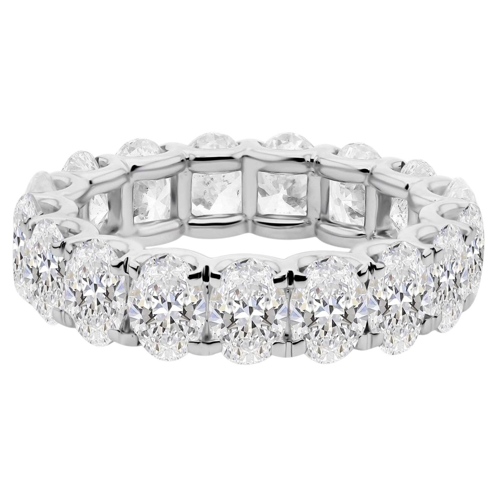 6.95 Ct. Oval Cut Diamond Eternity Band Ring in 18K White Gold Fine Jewelry