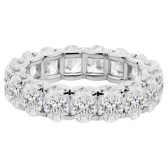 6.95 Ct. Bague d'éternité en or blanc 18 carats avec diamant de taille ovale Bijoux fins