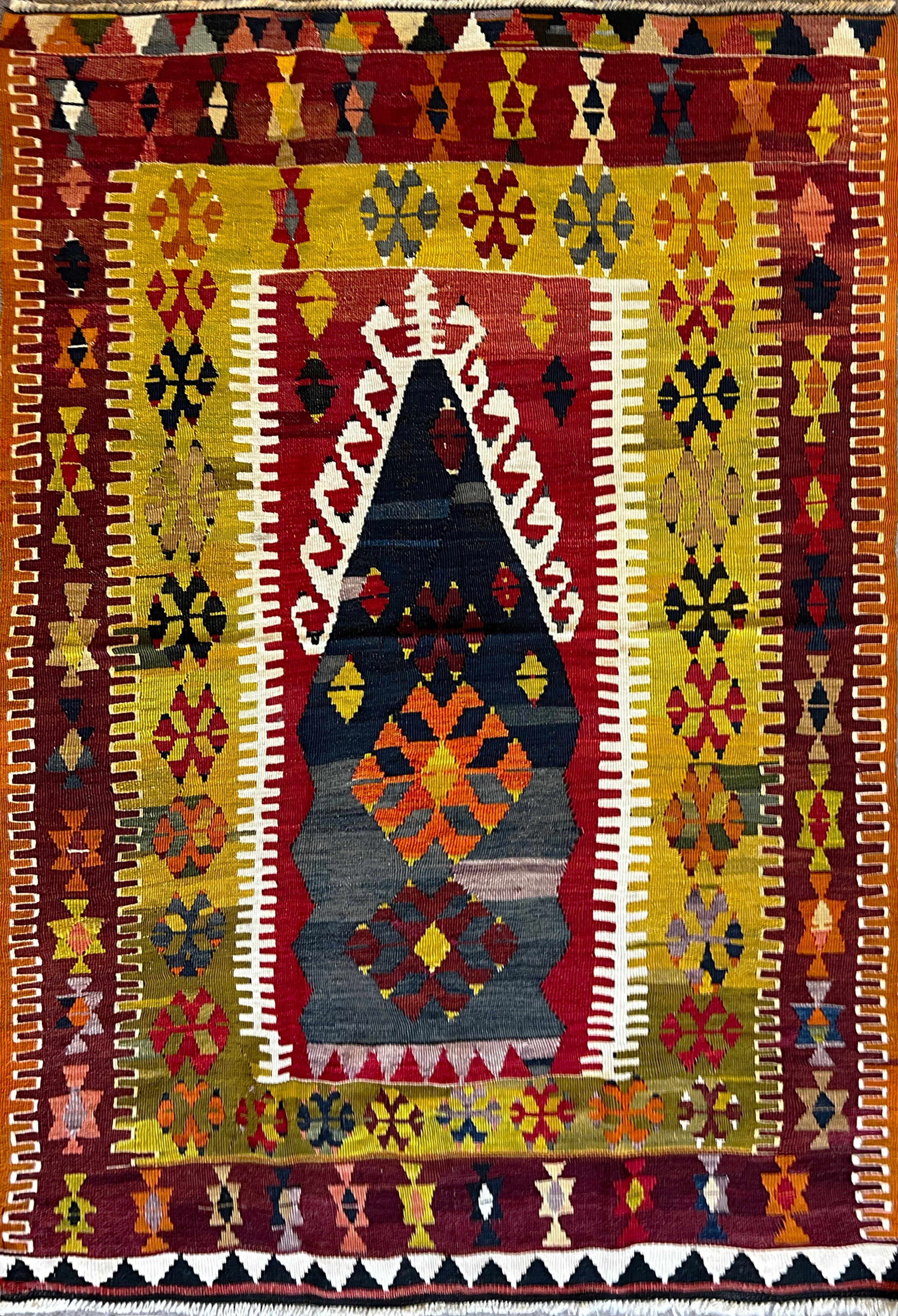 Außergewöhnlicher Kelim aus der Türkei, 19. Jahrhundert - Nr. 695