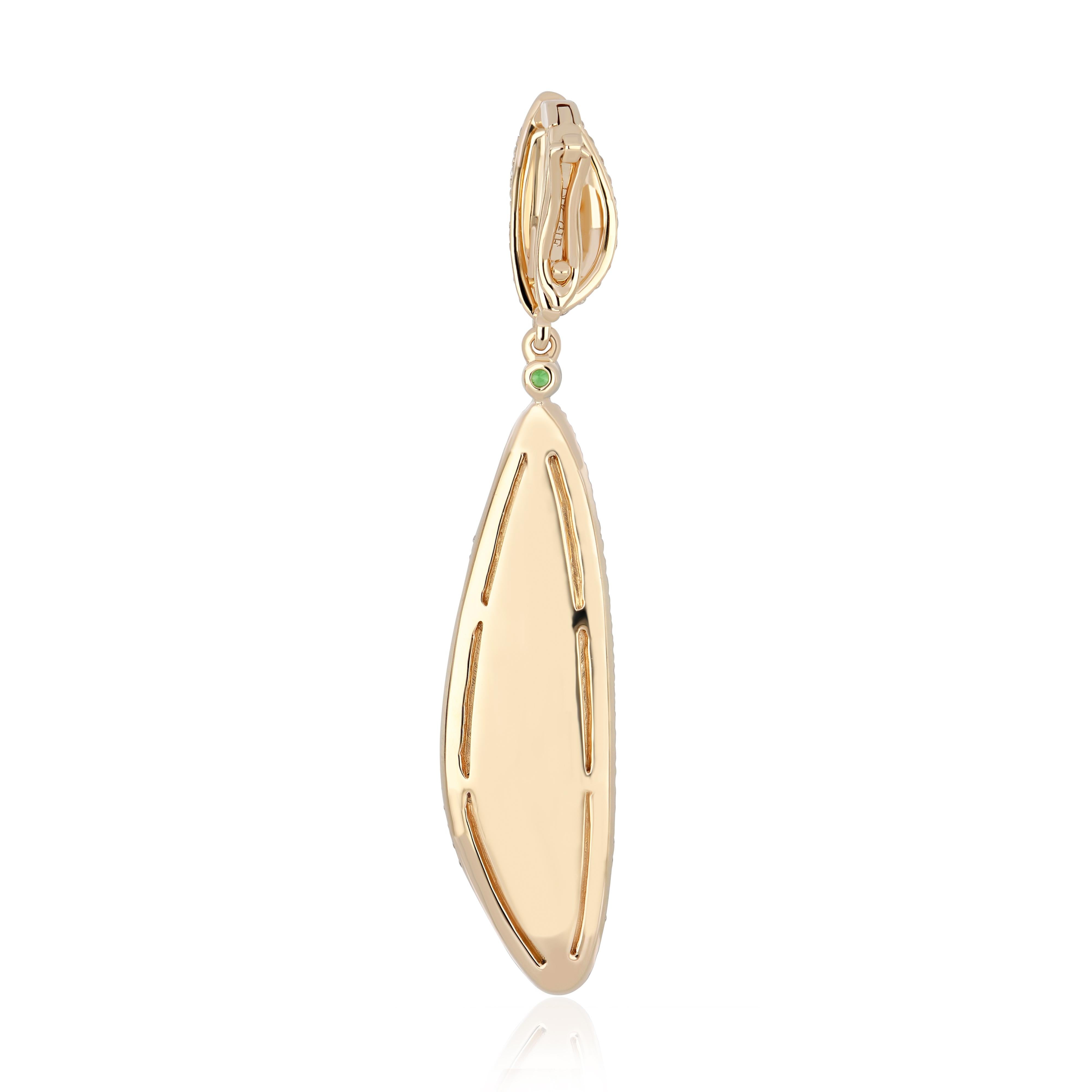 Taille mixte 6.95Ct's Pendentif Citrine, Tsavorite et Diamant en or jaune 14 carats en vente