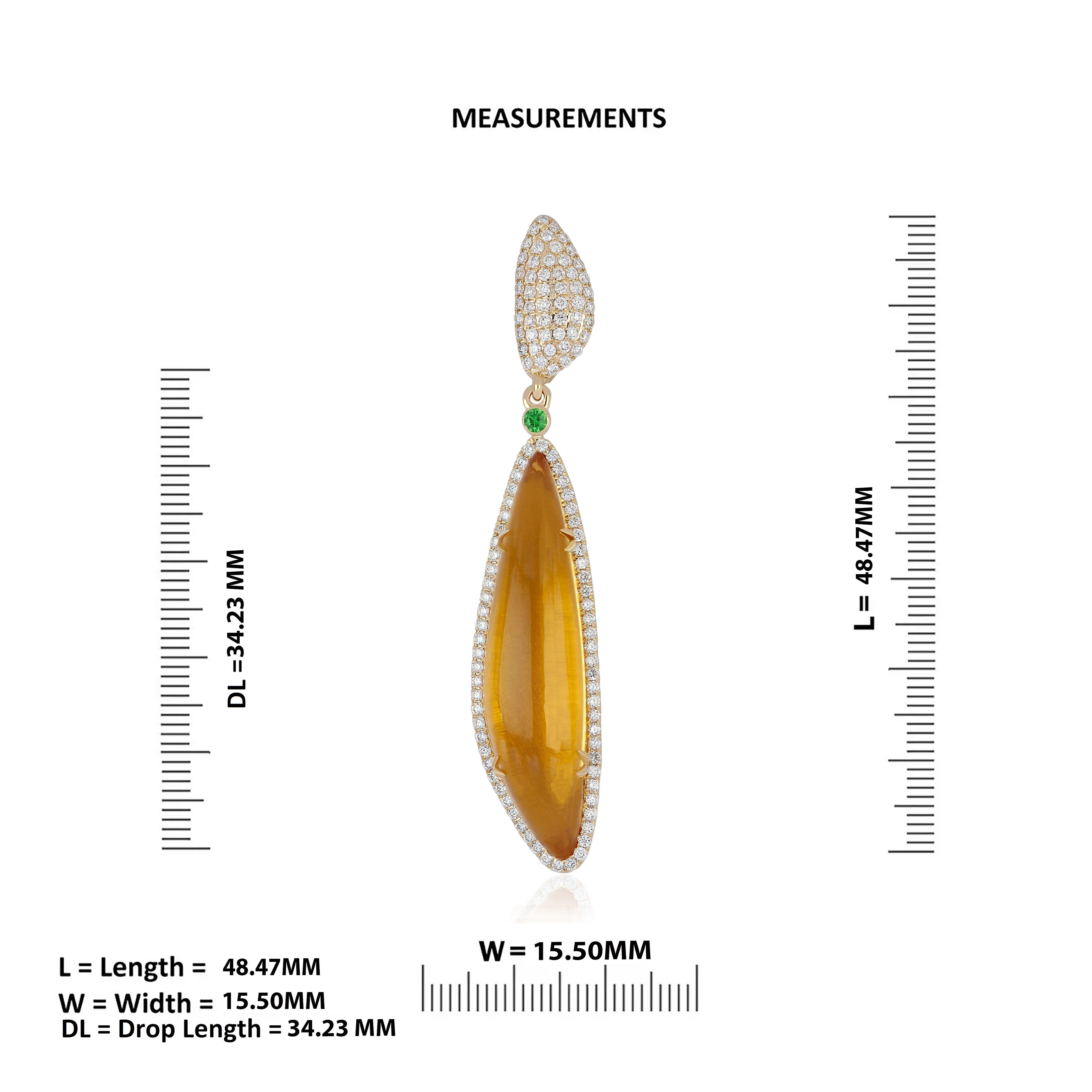 6.95Ct's Pendentif Citrine, Tsavorite et Diamant en or jaune 14 carats Neuf - En vente à JAIPUR, IN