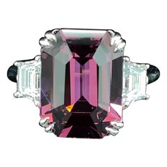 6.96 Carat GRS Certified Burma No Heat Purplish Pink Spinel and Diamond Ring