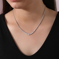 Collier Riviera en or blanc 18 carats et diamants ronds de 6,96 carats