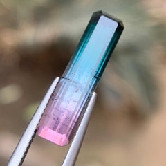 6.96 Ct Natural Bicolor Tourmaline, Blue Green & Pink Emerald Cut Loose Gemstone