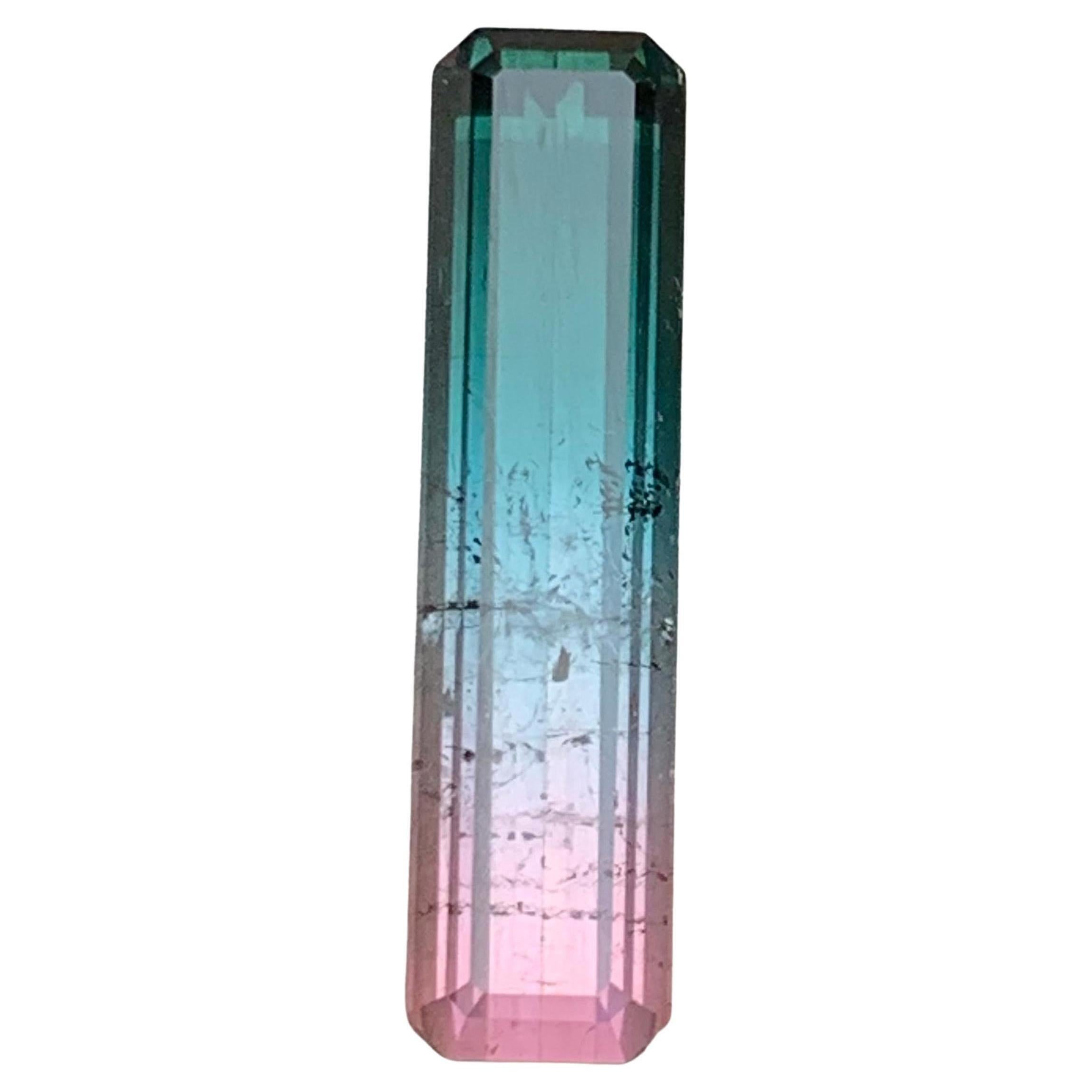 6,96 Karat natürlicher zweifarbiger Turmalin, blau, grün und rosa Smaragdschliff, loser Edelstein