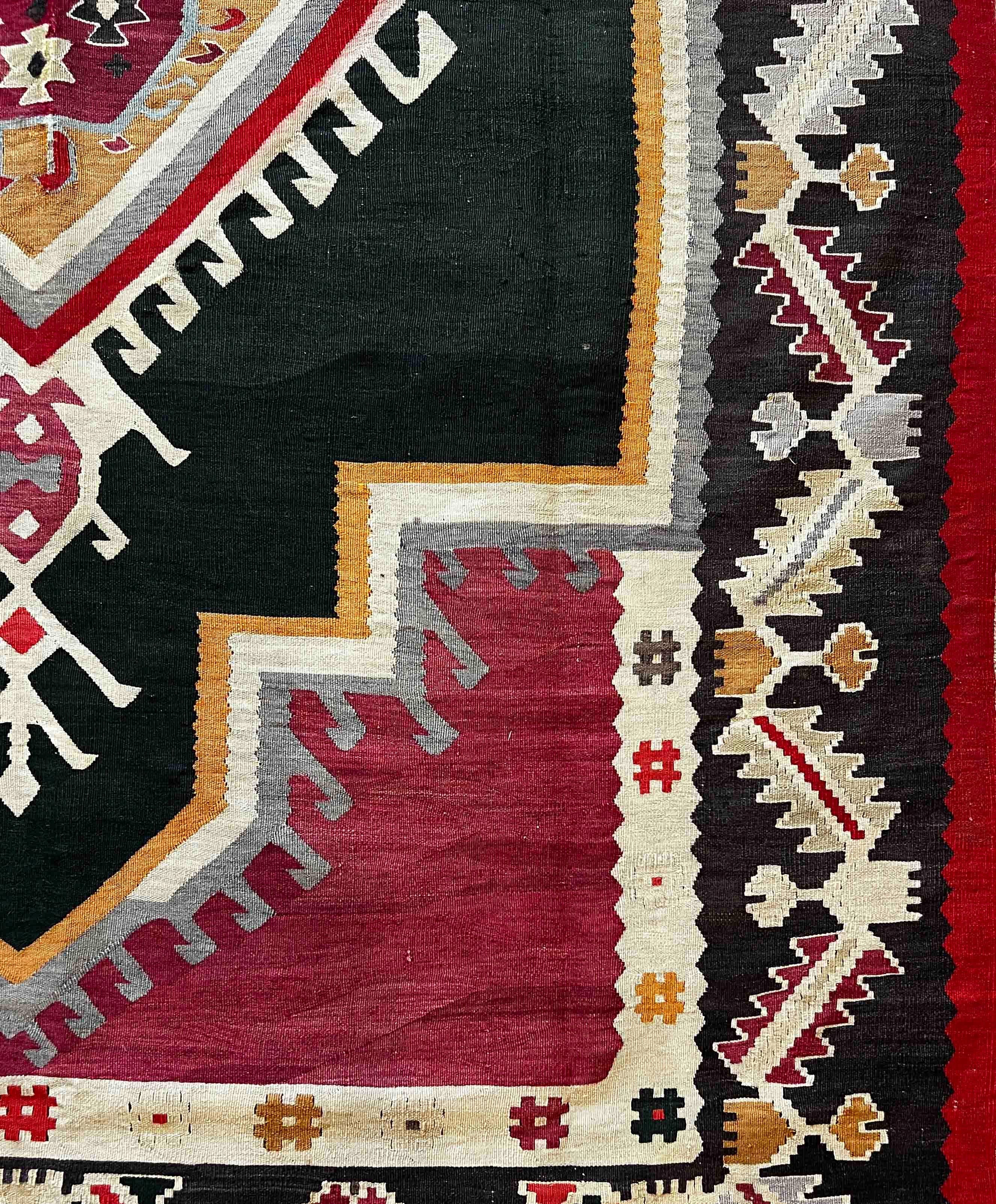 Metà XIX secolo Eccezionale kilim turco in lana e seta del XIX secolo - N° 696 in vendita