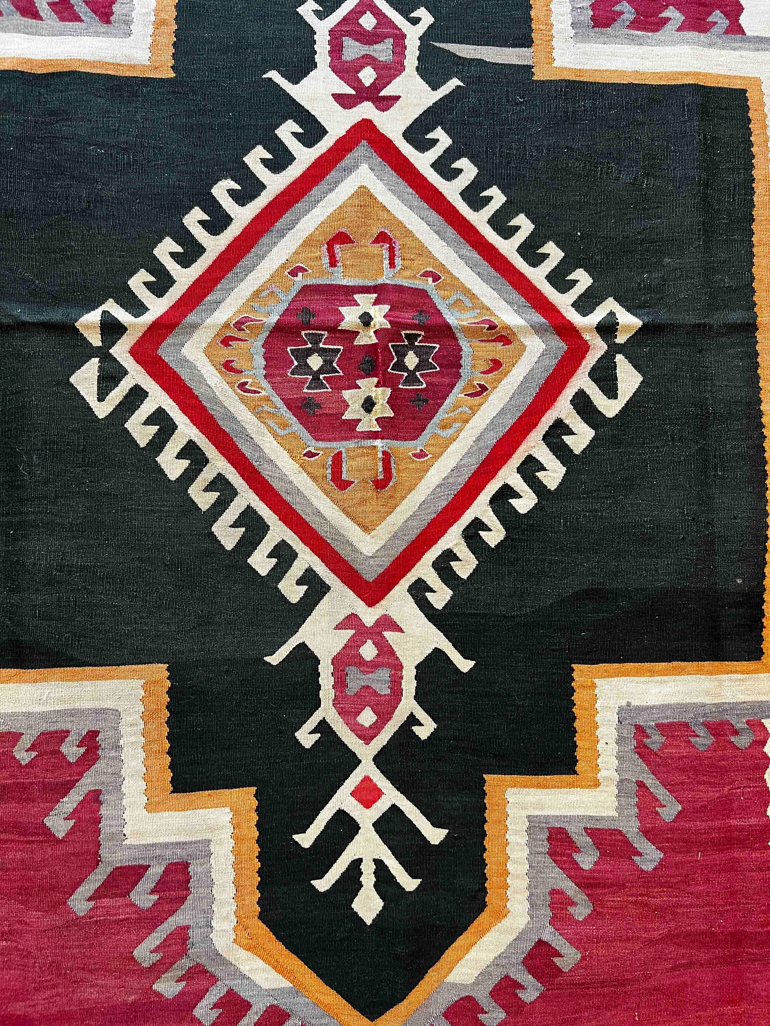 Lana Eccezionale kilim turco in lana e seta del XIX secolo - N° 696 in vendita