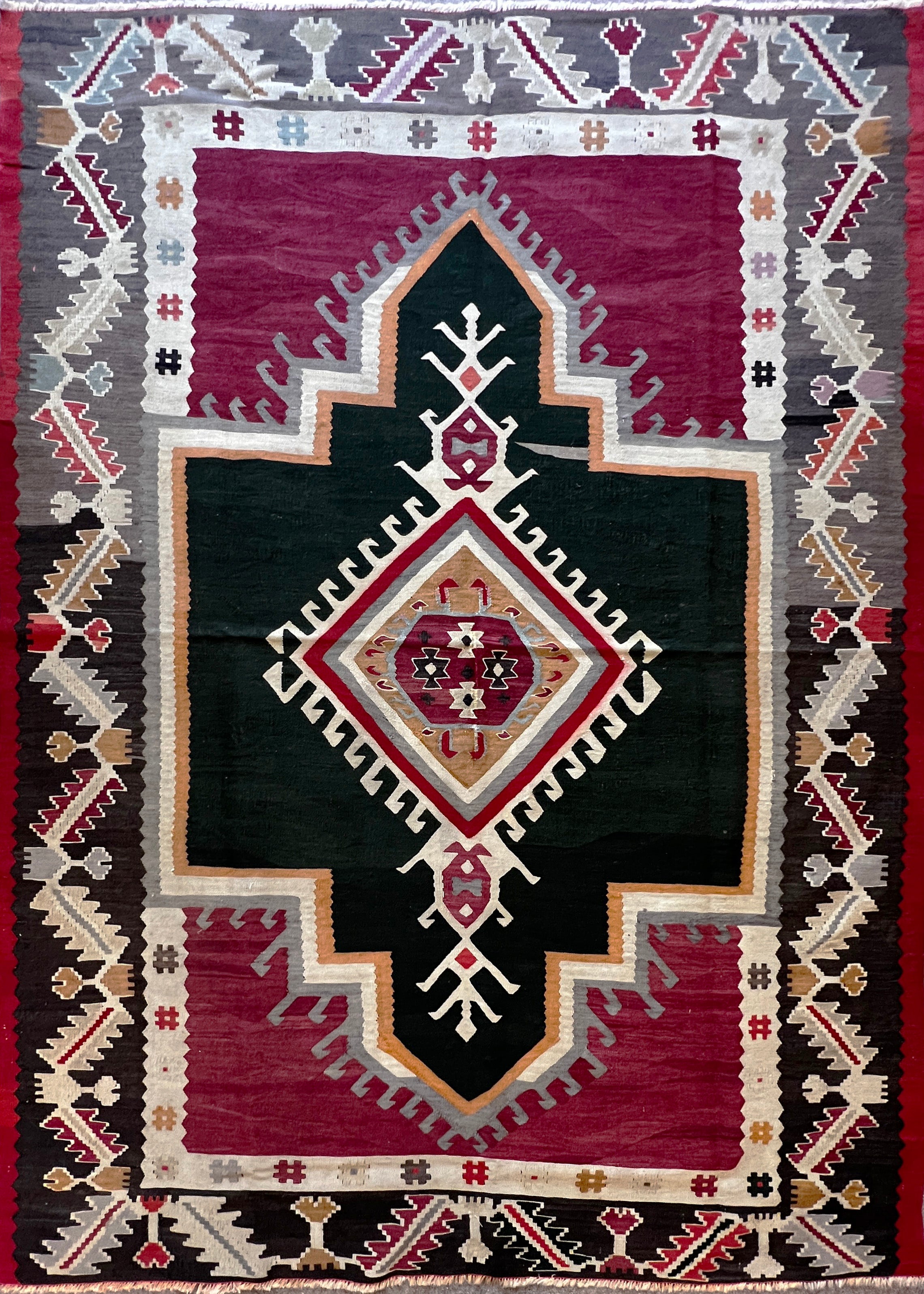  Exceptionnel Kilim de Turquie en laine et soie, 19e siècle - N° 696