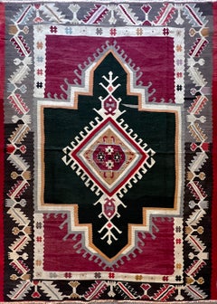 Antique  Exceptional Kilim from Turkey in Wool and Silk, 19th Century - N° 696