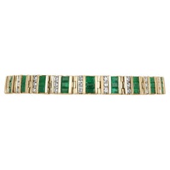 Bracciale 6,96tcw 14K Natural Greene & Diamonds con smeraldo tagliato e diamanti