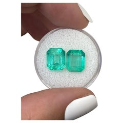 6,96tcw passende grüne kolumbianische Smaragde 9,5x8mm Smaragdschliff echtes Paar mit Smaragdschliff