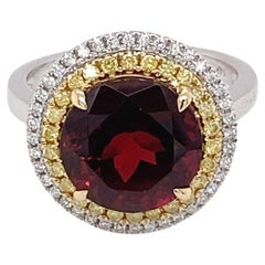 6.97 Carat Garnet Diamond Halo Ring 