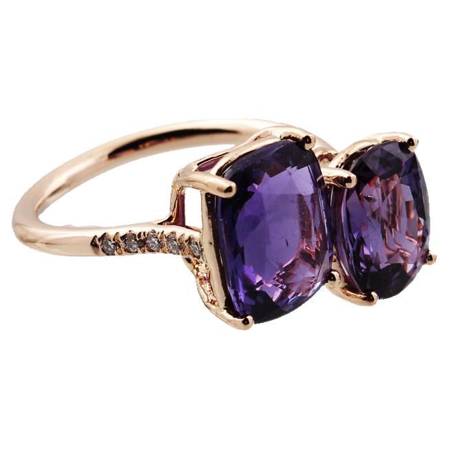 6.97 Carat Natural Multi Sapphire & Diamonds Finish in 18k Rose Gold Ring For Sale