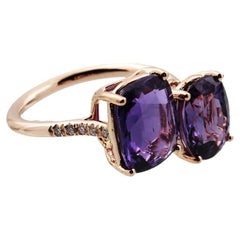 6.97 Carat Natural Multi Sapphire & Diamonds Finish in 18k Rose Gold Ring