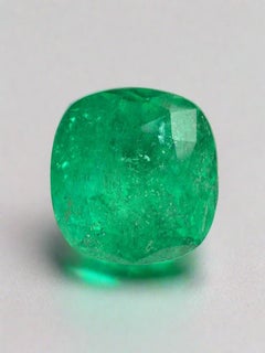 Émeraude colombienne verte et riche de 6,97 carats, véritable pierre précieuse taille coussin