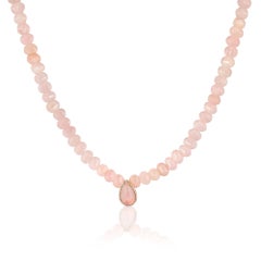 6.97 Carat Rose Quartz And Diamonds Necklace