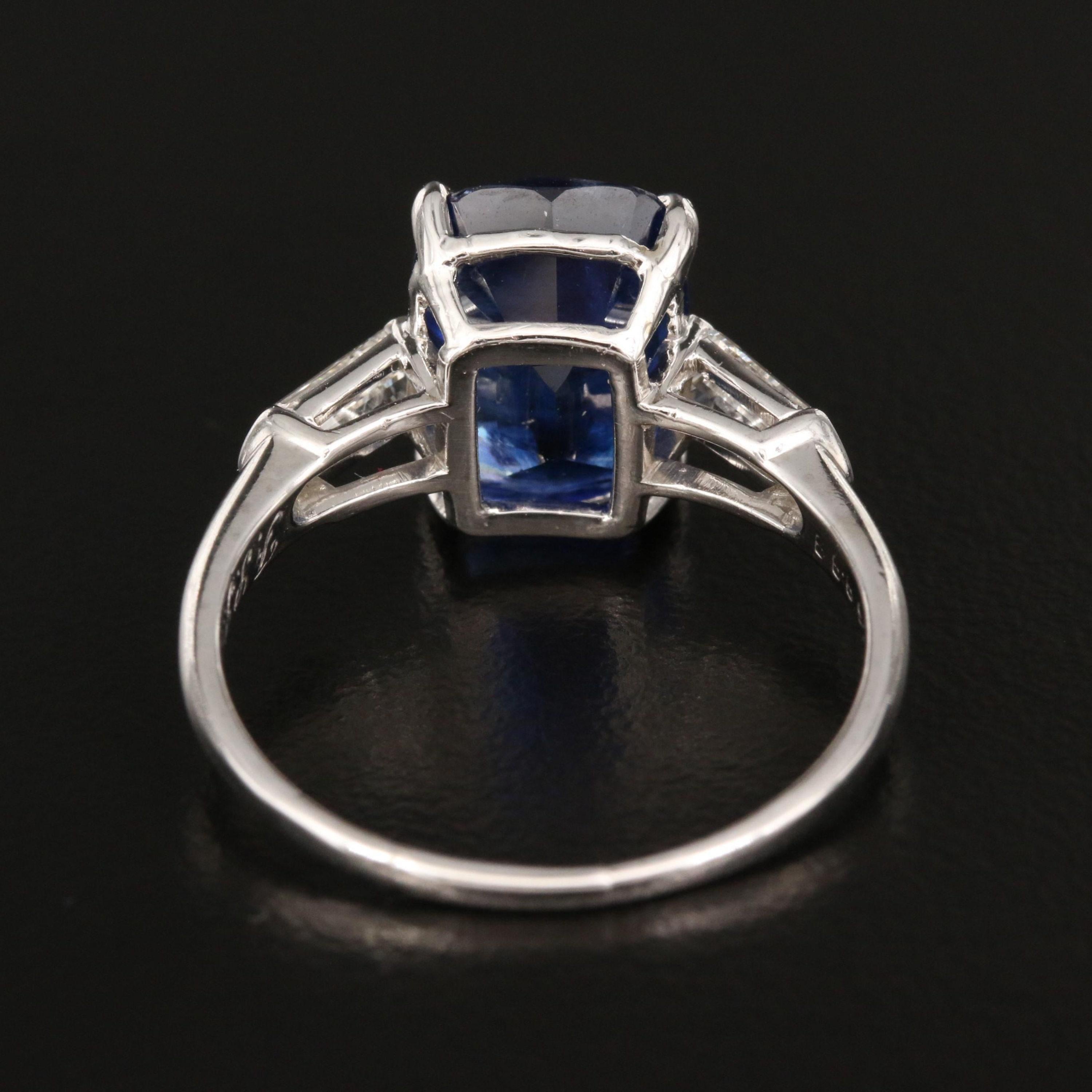 For Sale:  5 Carat Sapphire and Diamond Engagement Ring, White Gold Three Stone Ring 4