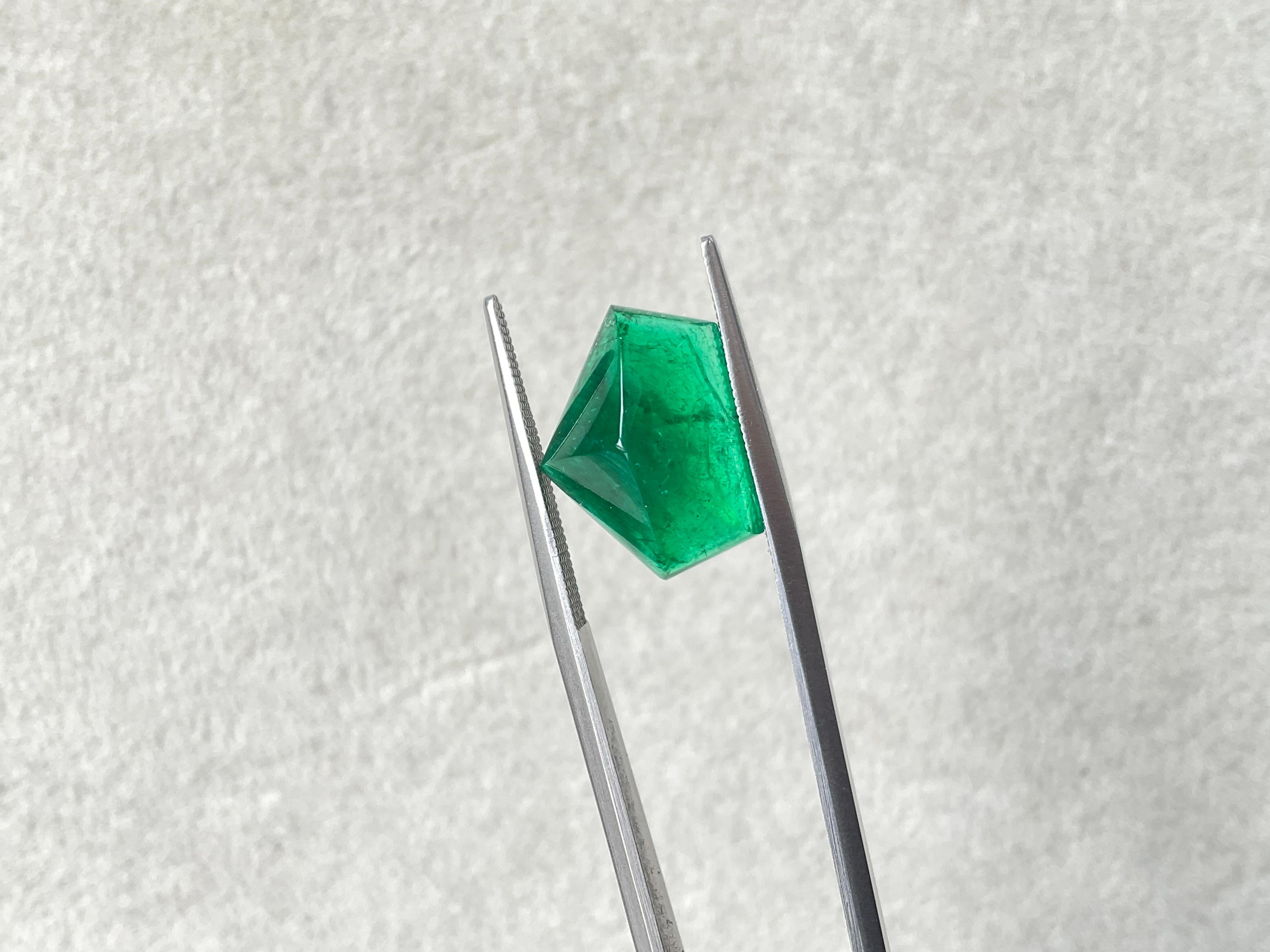 6.97 carats zambian emerald pentagon cut stone for fine jewelry natural gemstone For Sale 2