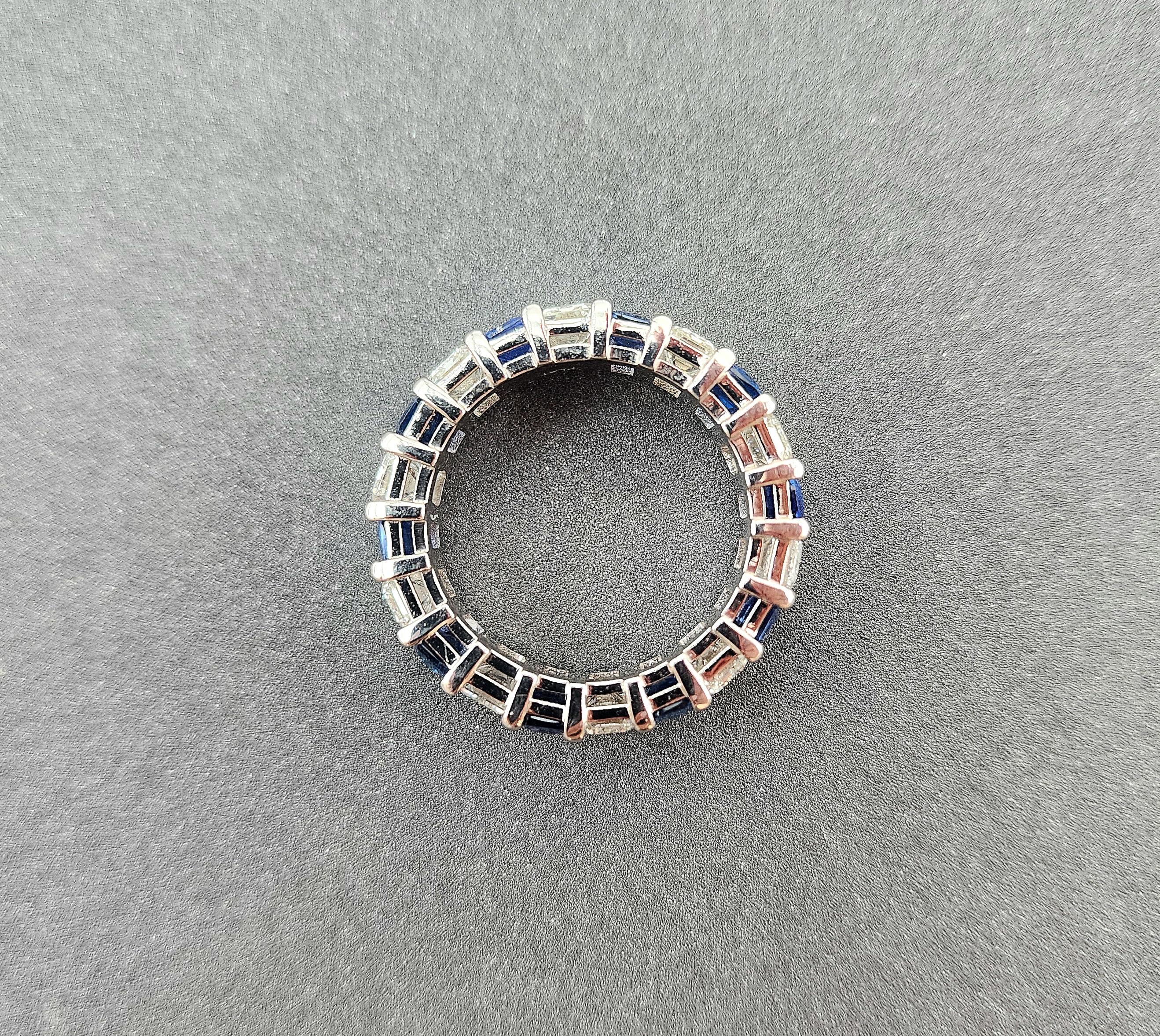 Women's or Men's Gorgeous 6.97 Carat Natural Ceylon Sapphire & Diamond Eternity Band For Sale