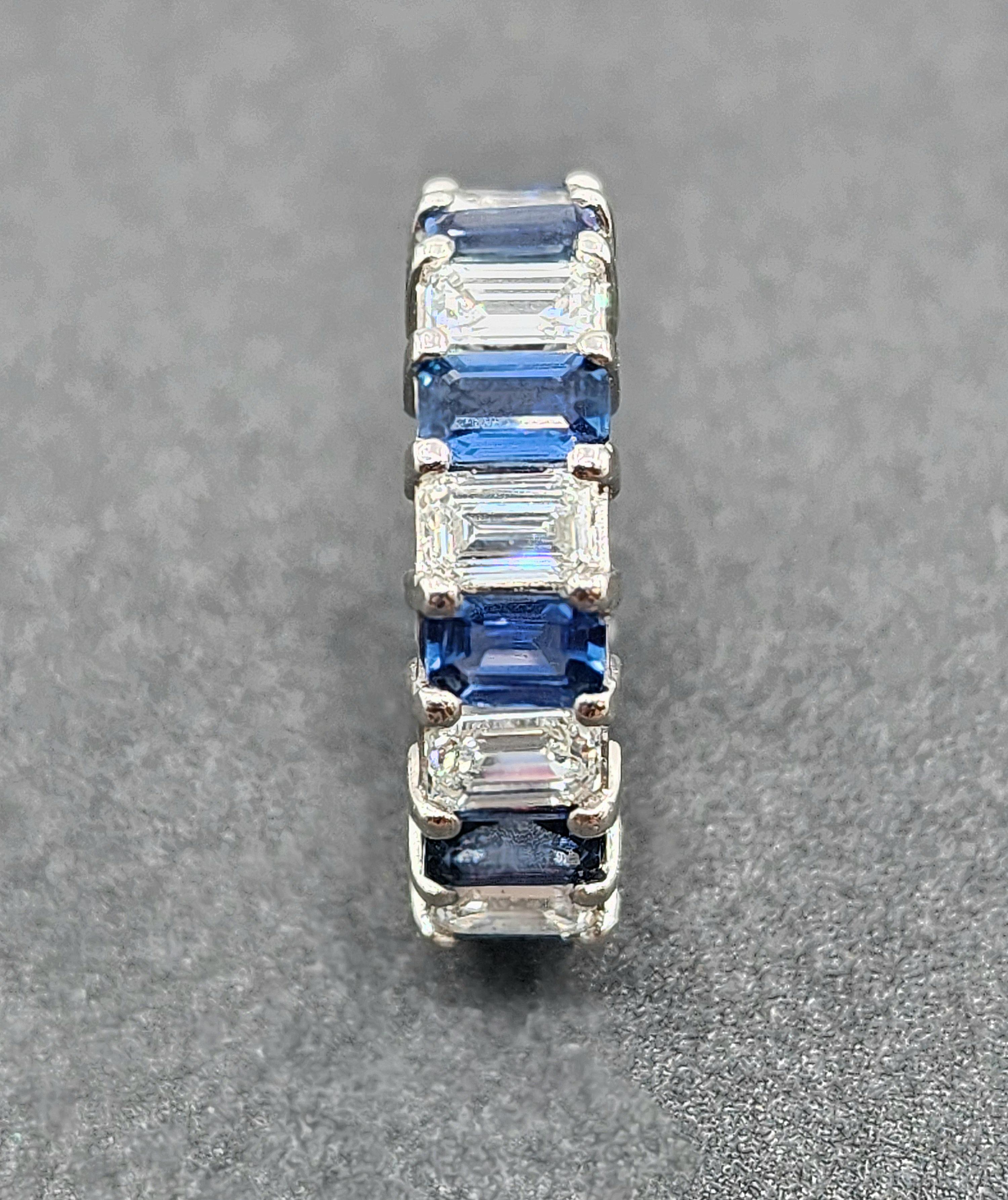 Gorgeous 6.97 Carat Natural Ceylon Sapphire & Diamond Eternity Band For Sale 1